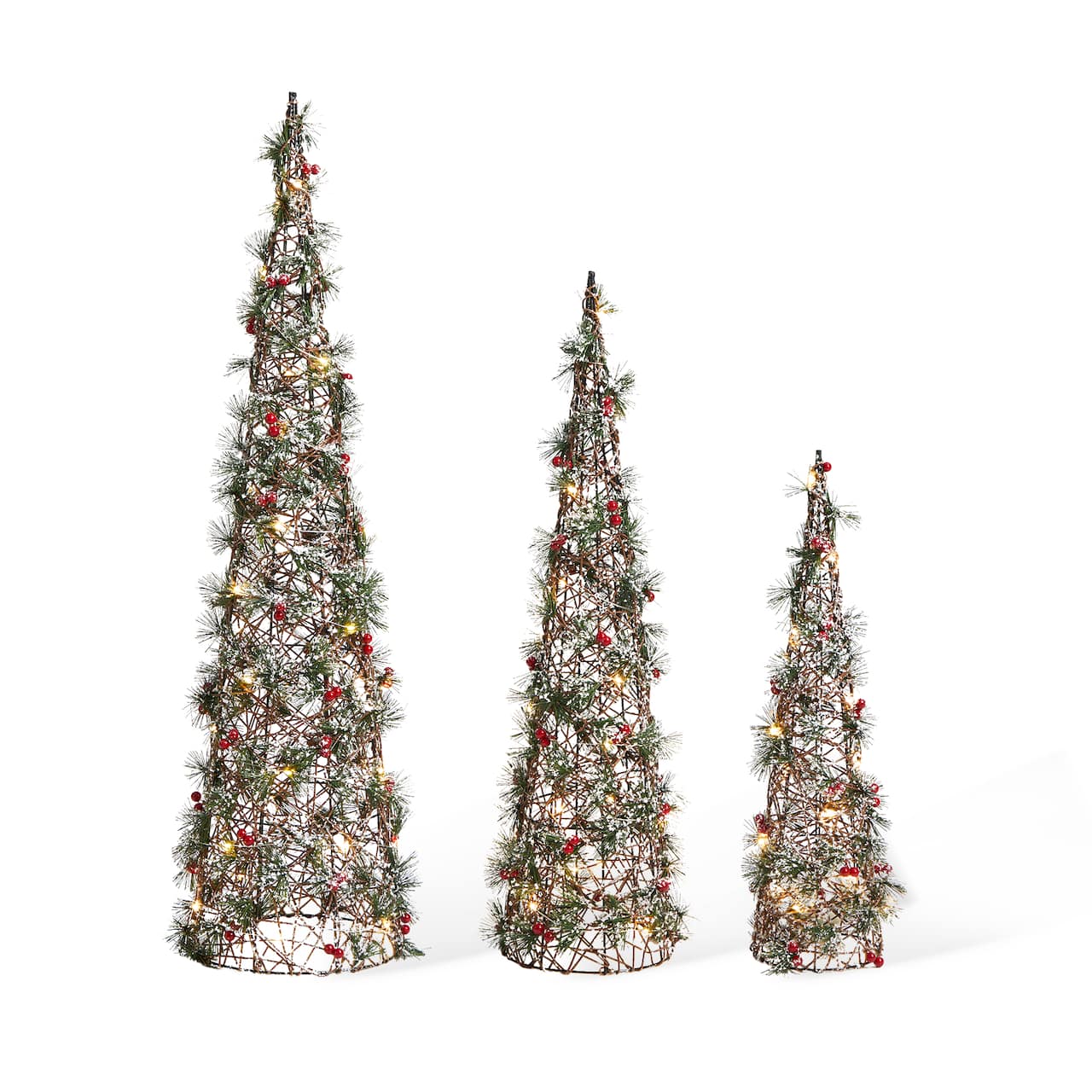 Glitzhome® Lighted Christmas Cone Tree Outdoor Décor Set